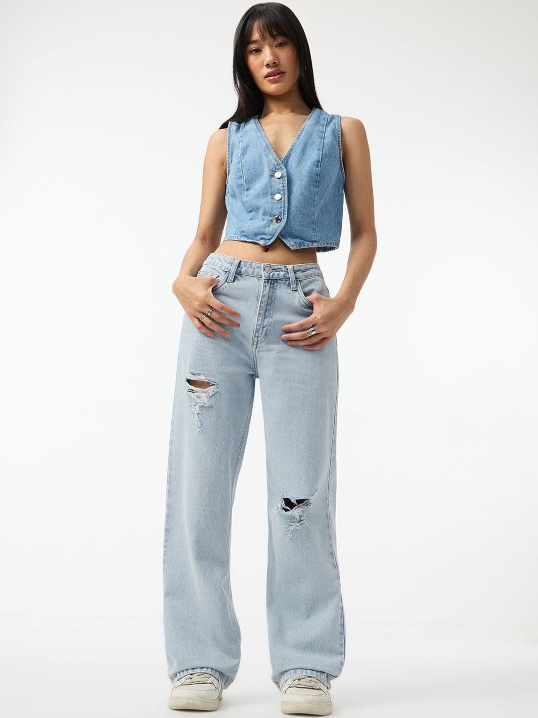 The Souled Store Women Straight Fit Blue Jeans thumbnail 3