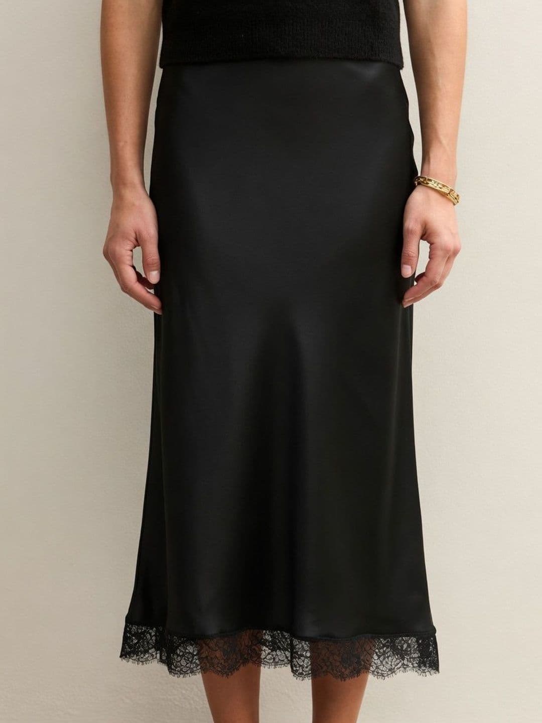 Suo Women Satin Midi A-Line Skirt thumbnail 5