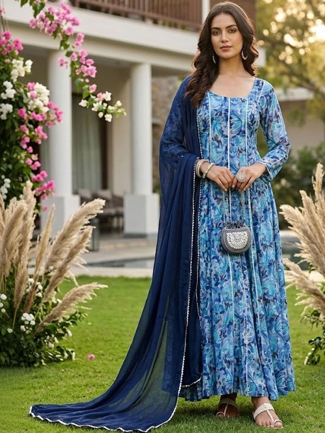 AADVIKA Women Floral Printed Floral Georgette Blend Anarkali Kurta - view 1
