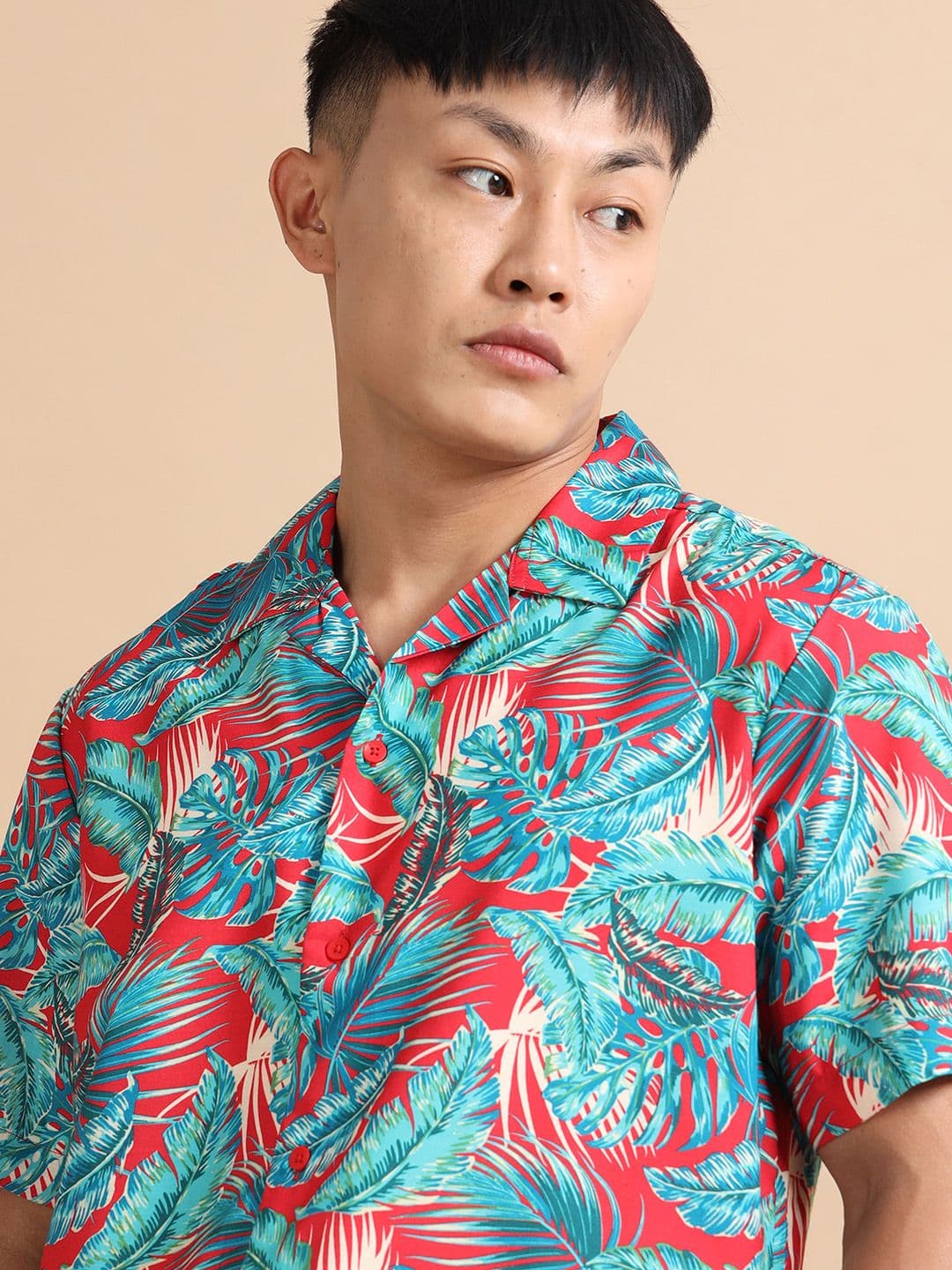 StitchX Men Short Sleeve Tropical Printed Cuban Collar Beach Shirt thumbnail 7