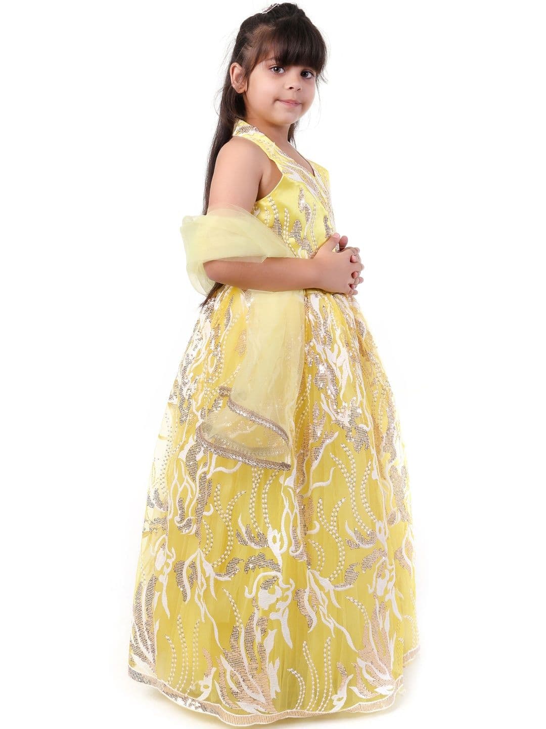 Huggle Boo Girls Yellow Sequin Lehenga Choli thumbnail 2