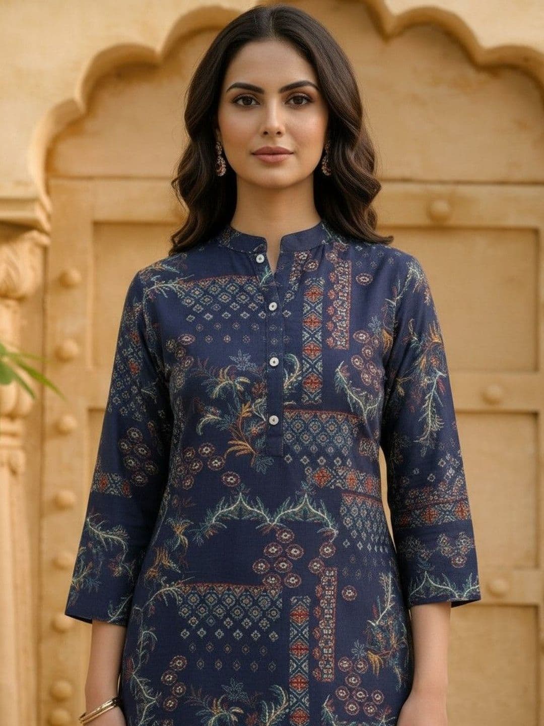AANVI Floral Cotton Printed Tunic with Trousers thumbnail 5