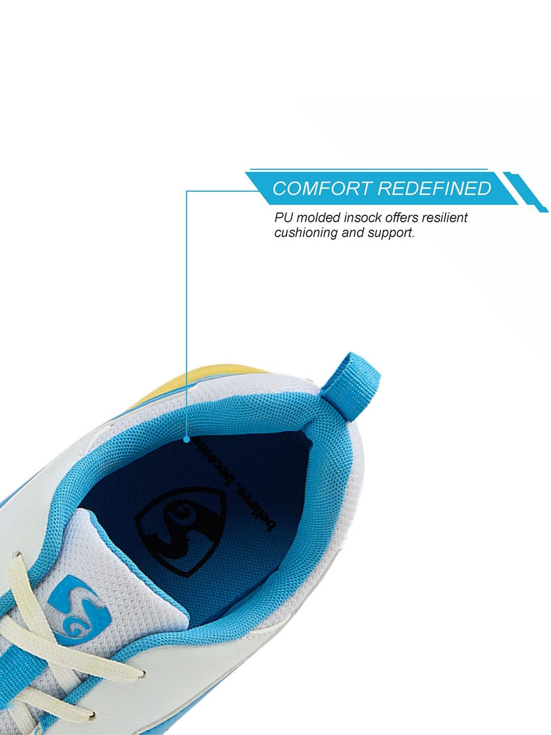 SG Savage Max Spike Shoes White-Yellow-Sky Blue - Lightweight Pro Traction thumbnail 3