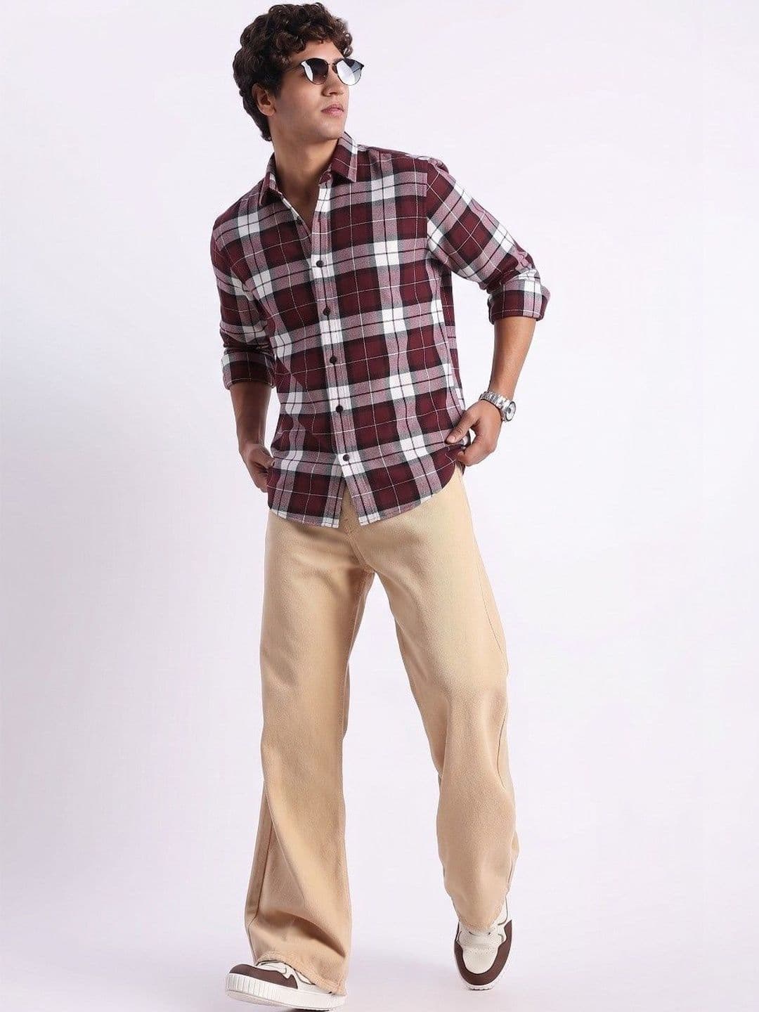 VELKYNOX Men Comfort Slim Fit Tartan Checks Checked Casual Shirt thumbnail 5