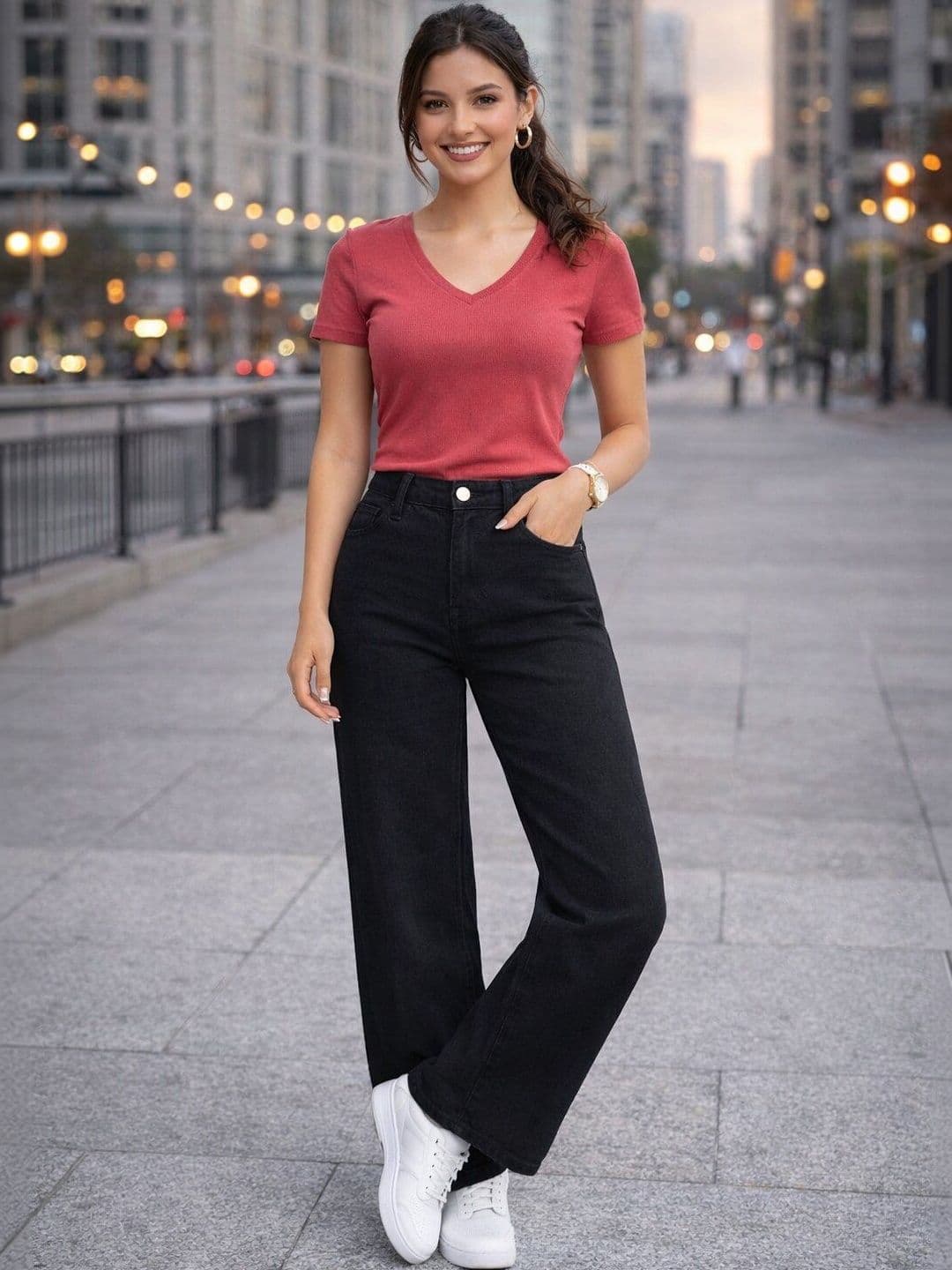 4WRD by Dressberry Women Straight Fit High-Rise Stretchable Jeans thumbnail 2