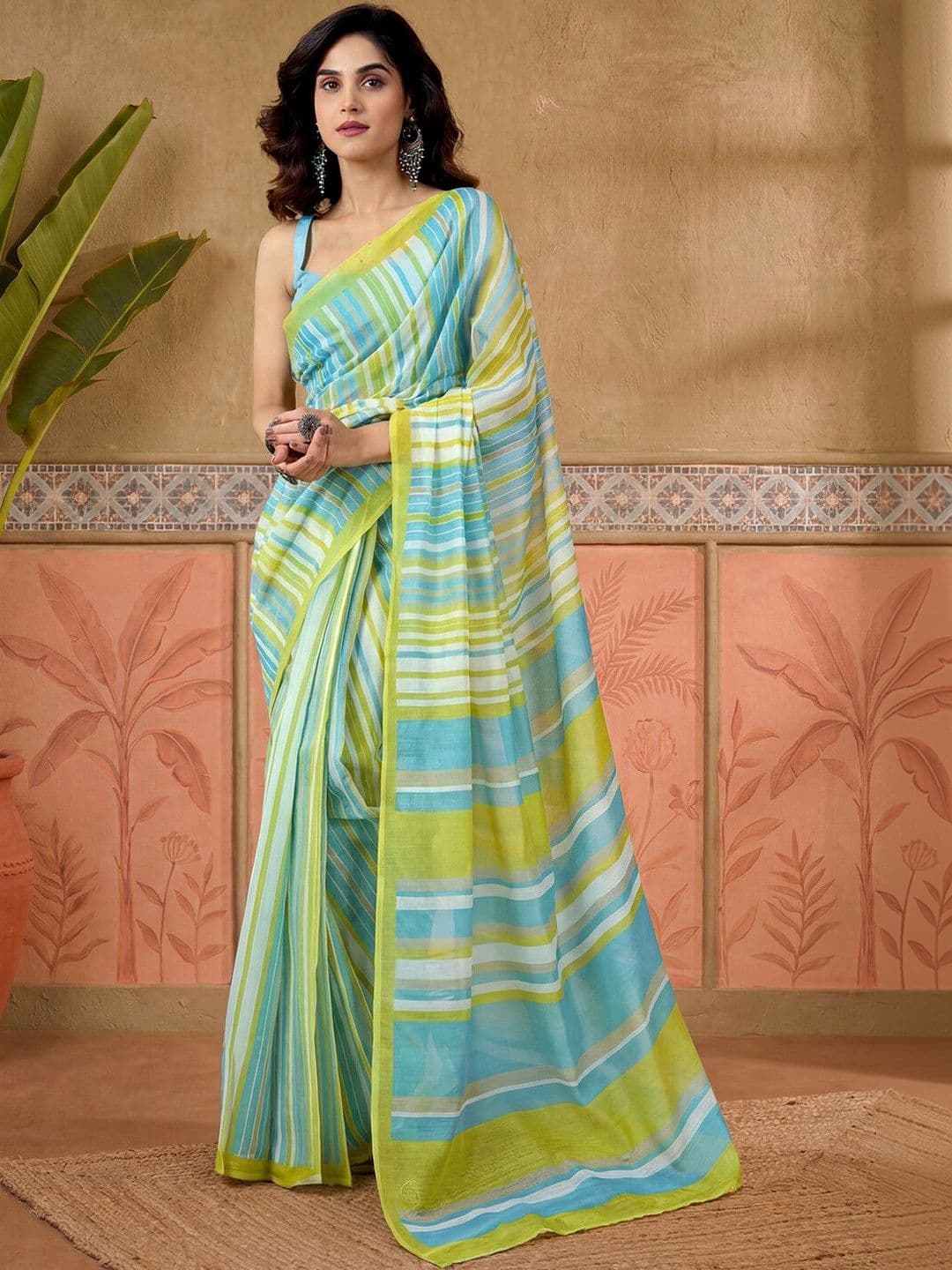 Sangria Printed Chanderi Ready to Wear Saree Blouse Piece thumbnail 6