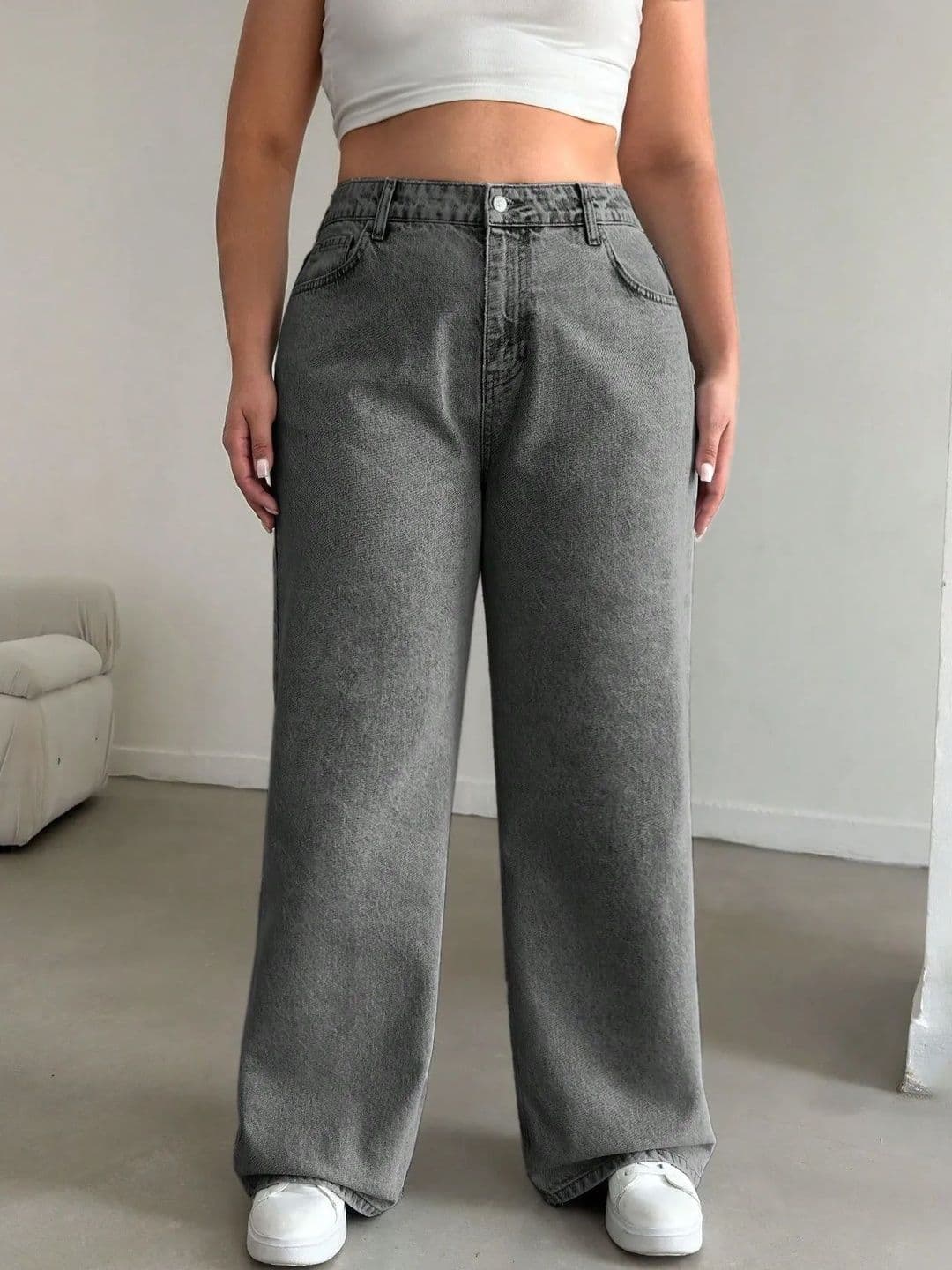 A1TUFF Women Comfort Wide Leg High-Rise Acid Wash Stretchable Jeans thumbnail 2