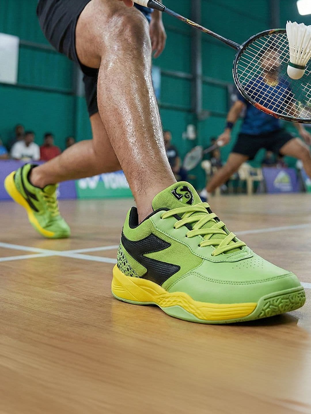 SG Raptor Volt Green-Black All-court shoes best for Badminton, Pickleball & Tennis Shoes thumbnail 4