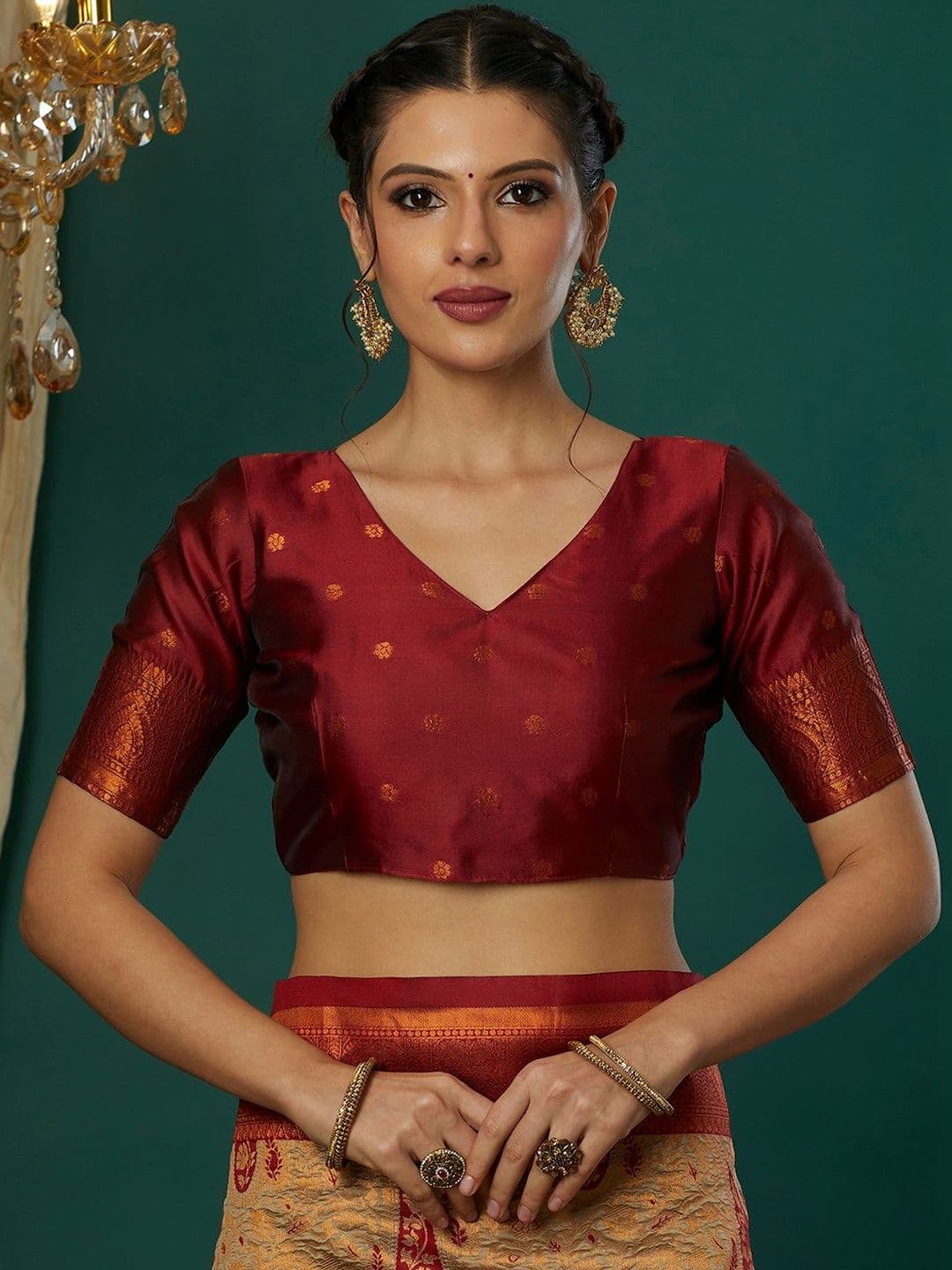 Sangria Woven Design Banarasi Sarees Blouse Piece thumbnail 2