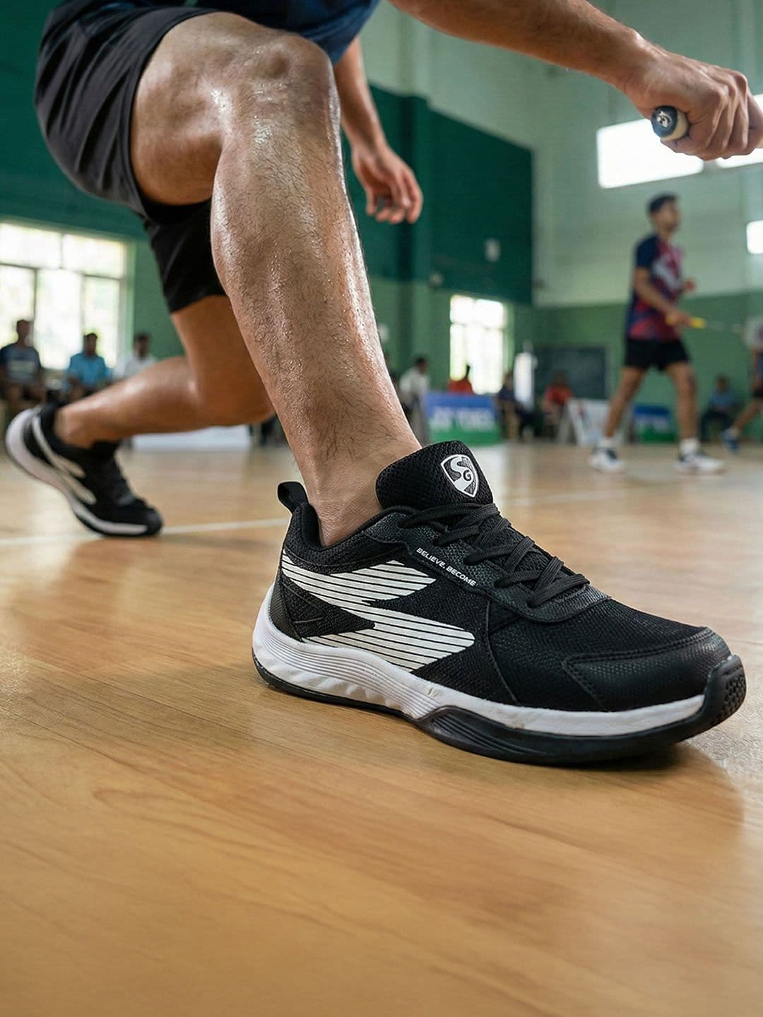 SG Ease Black-white All-court shoes best for Badminton Pickleball & Tennis Shoes thumbnail 3