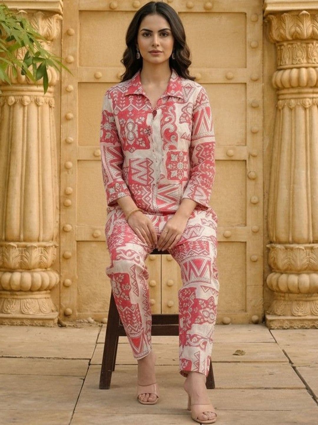 AANVI Bohemian Cotton Printed Shirt with Trousers thumbnail 5