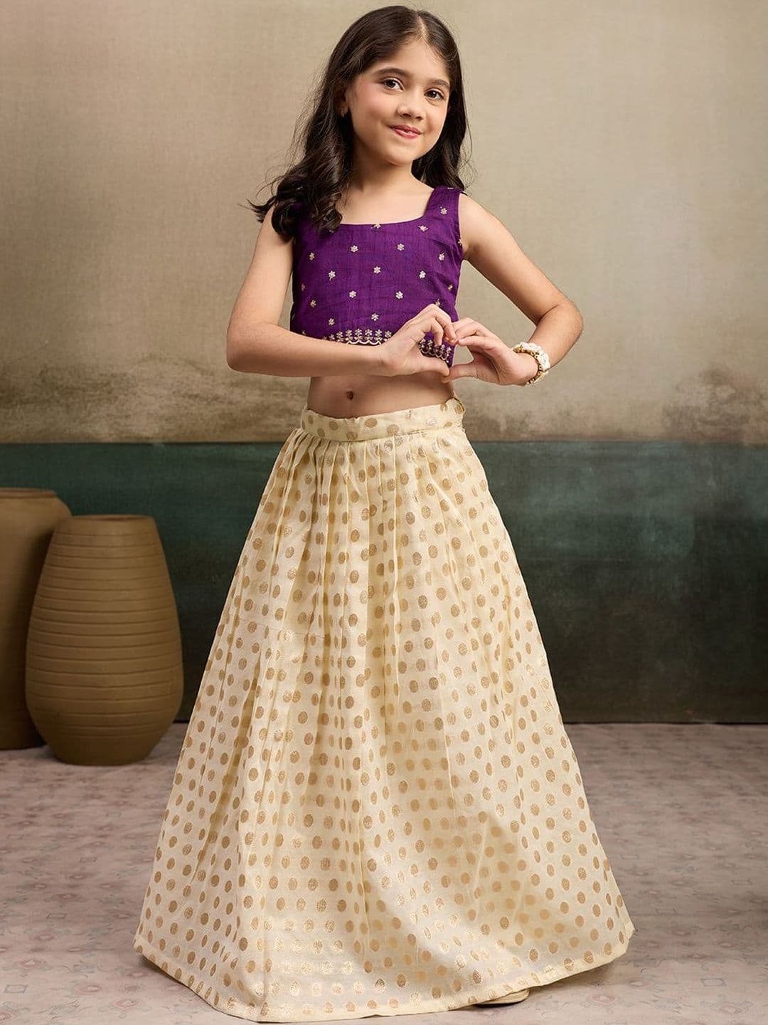 Tasarika Girls Embroidered Thread Work Ready to Wear Lehenga & - view 1