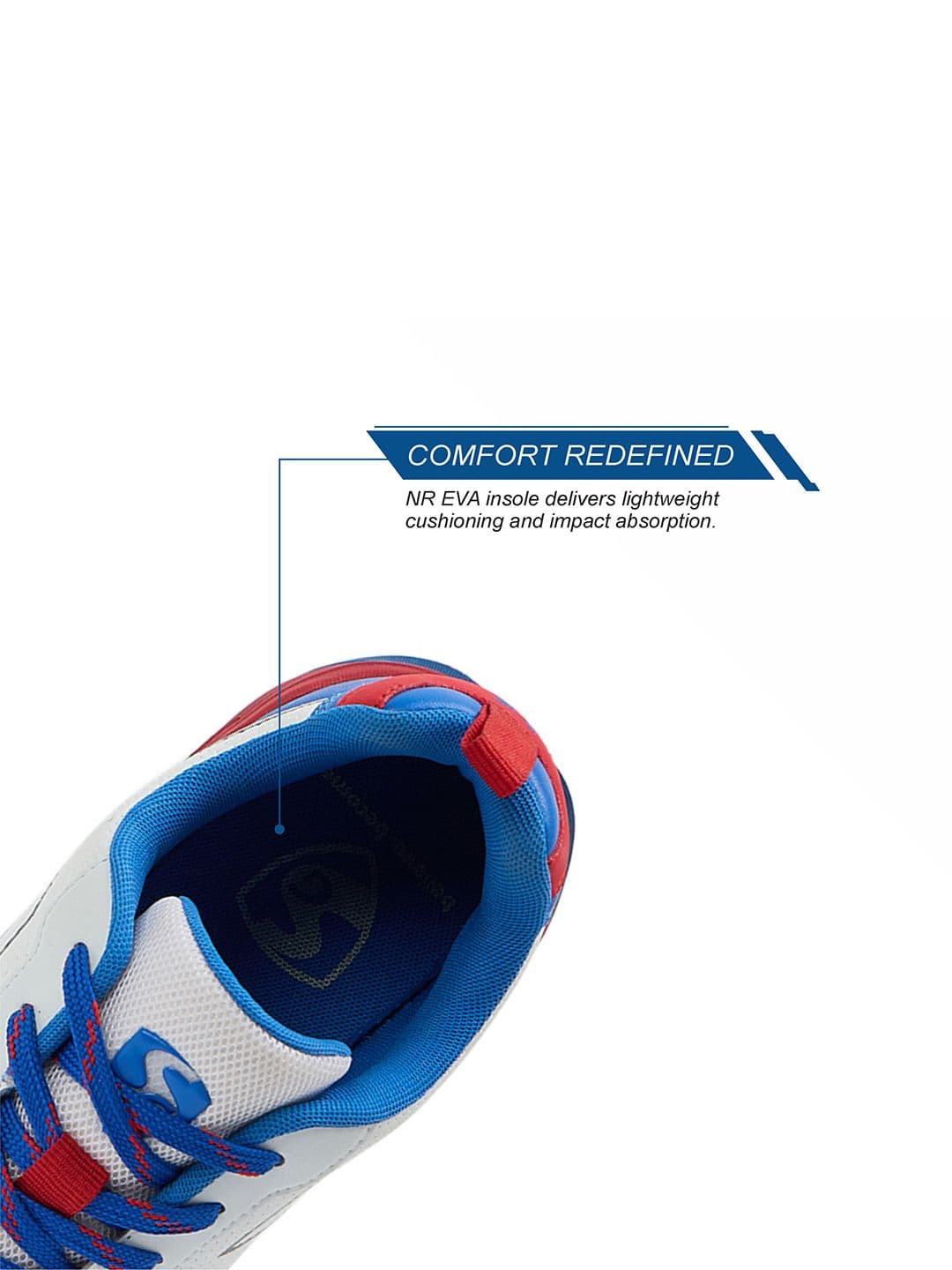 SG Scorer Edge Shoes White-Red - Supportive Cushioned Cricket Shoes thumbnail 3