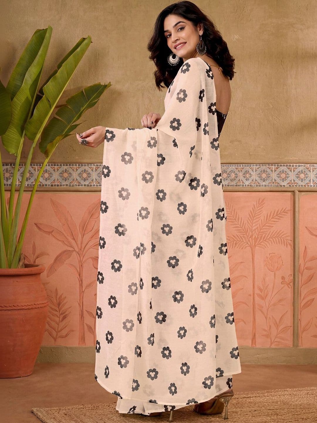 Sangria Printed Chanderi Ready to Wear Saree Blouse Piece thumbnail 5