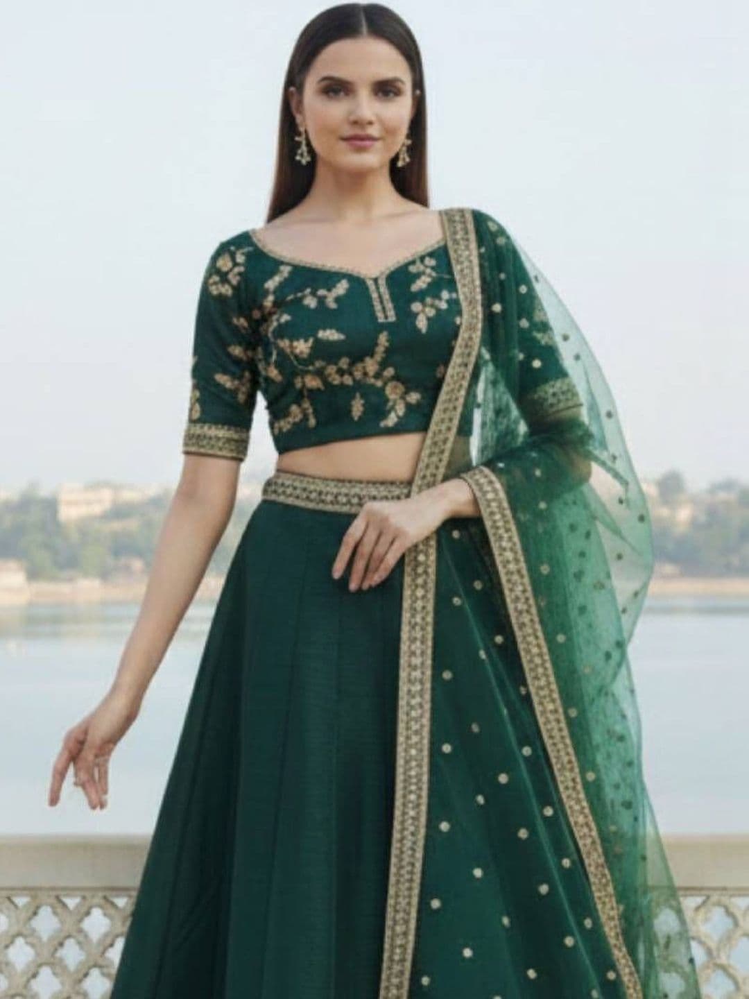 DREAM EXPORTER Embroidered Semi-Stitched Lehenga & Blouse With Dupatta thumbnail 5