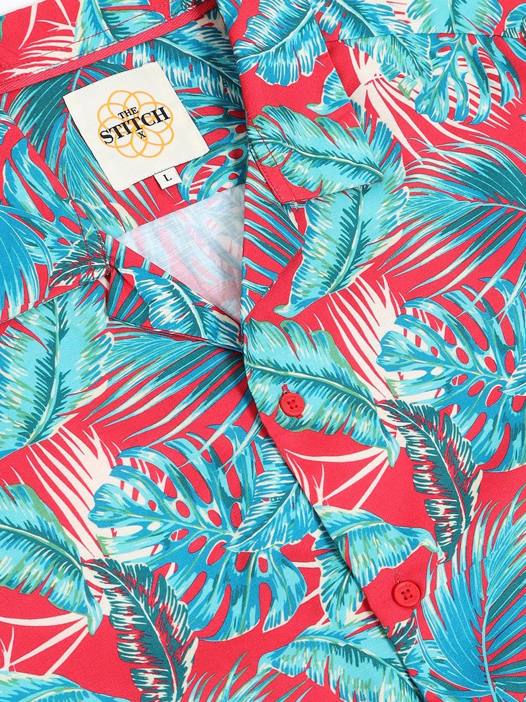 StitchX Men Short Sleeve Tropical Printed Cuban Collar Beach Shirt thumbnail 6