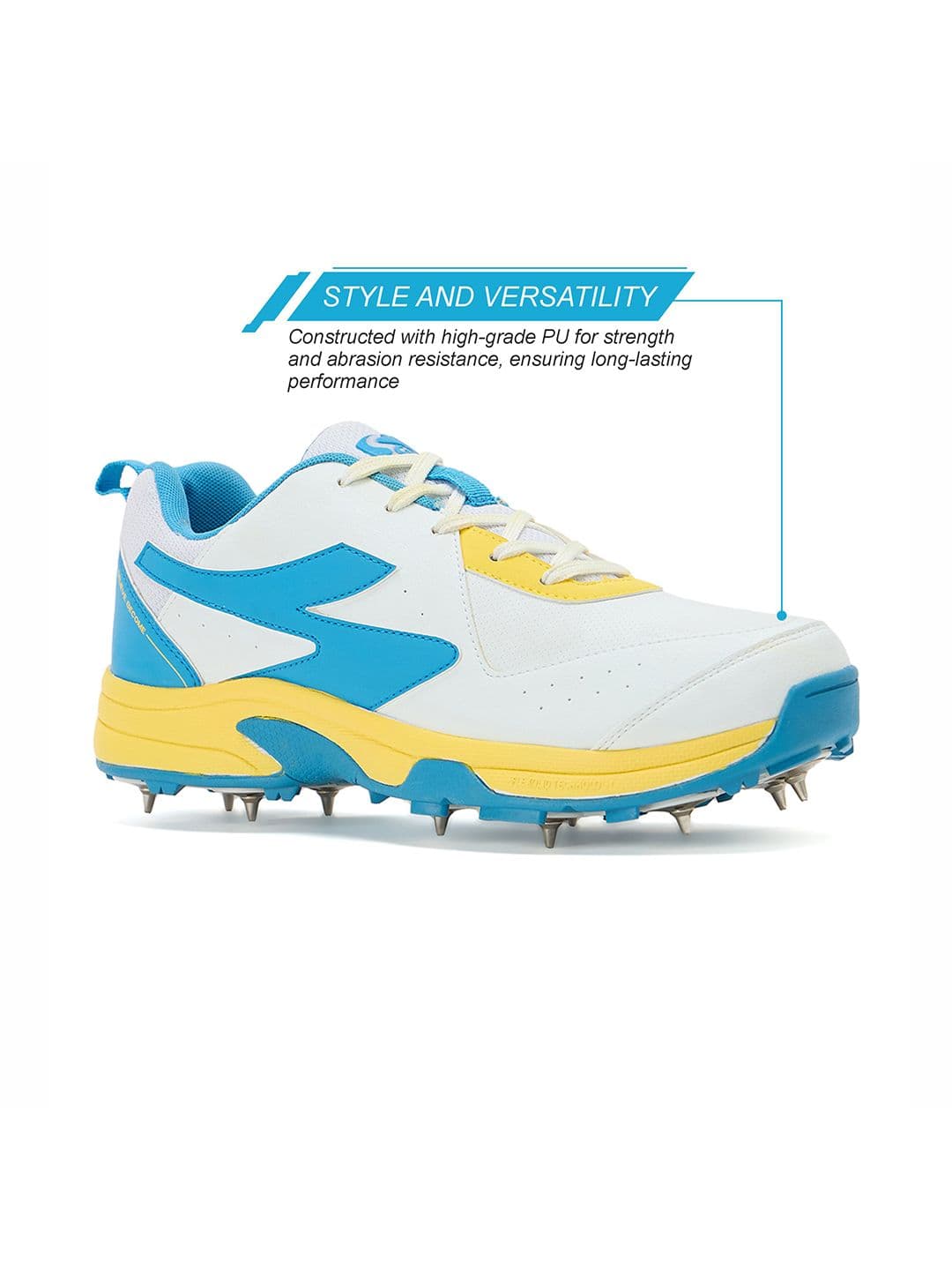 SG Savage Max Spike Shoes White-Yellow-Sky Blue - Lightweight Pro Traction thumbnail 2