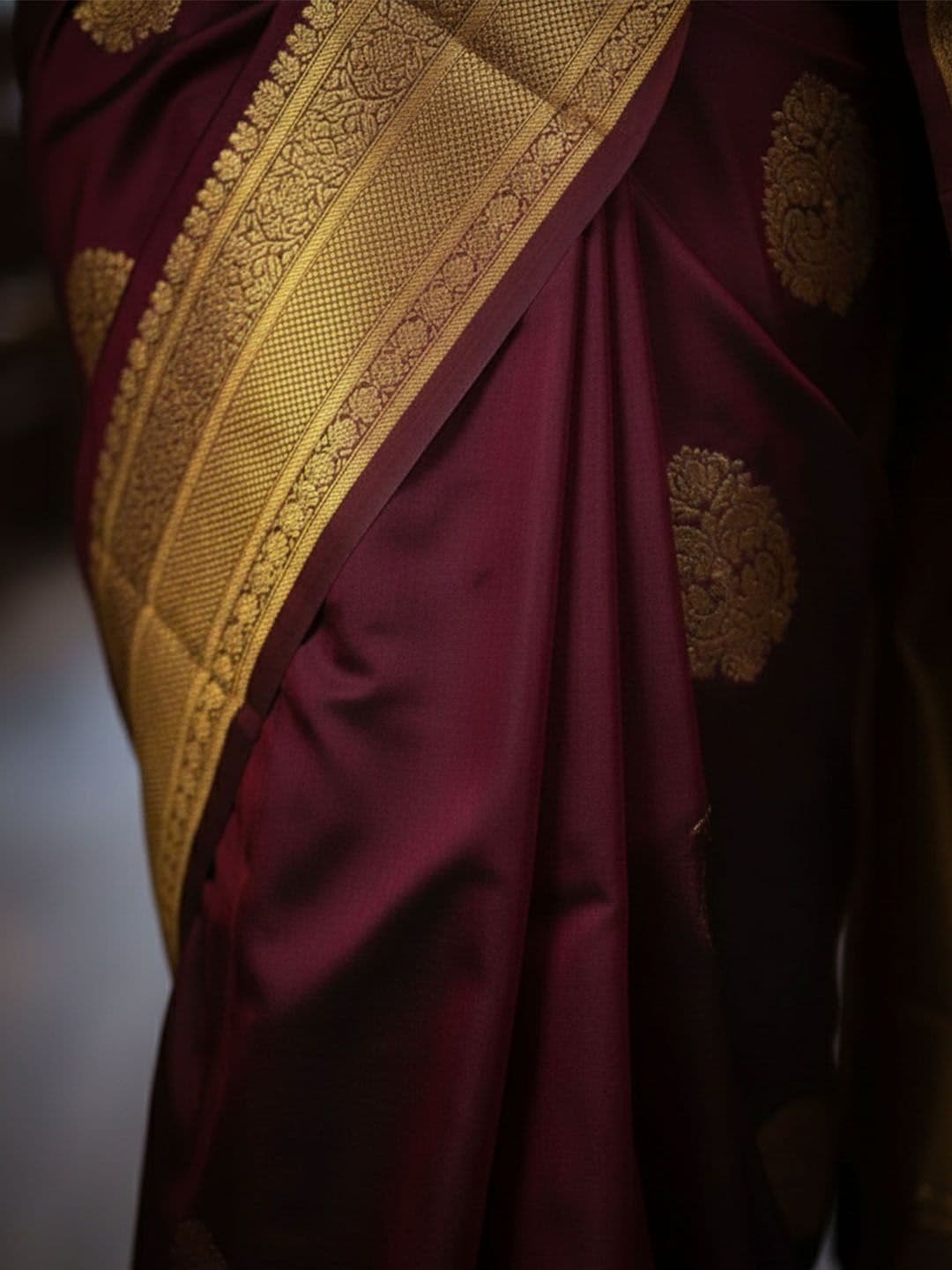 all about you Ethnic Motifs Zari Silk Blend Heavy Work Mysore Silk Saree thumbnail 4