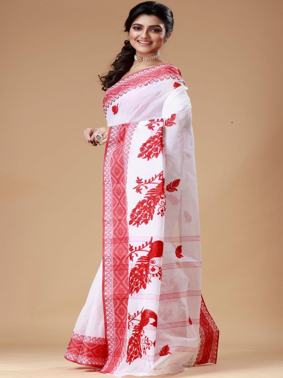 VASTRIYA Ethnic Motifs Embroidered Pure Cotton Taant Saree thumbnail 5