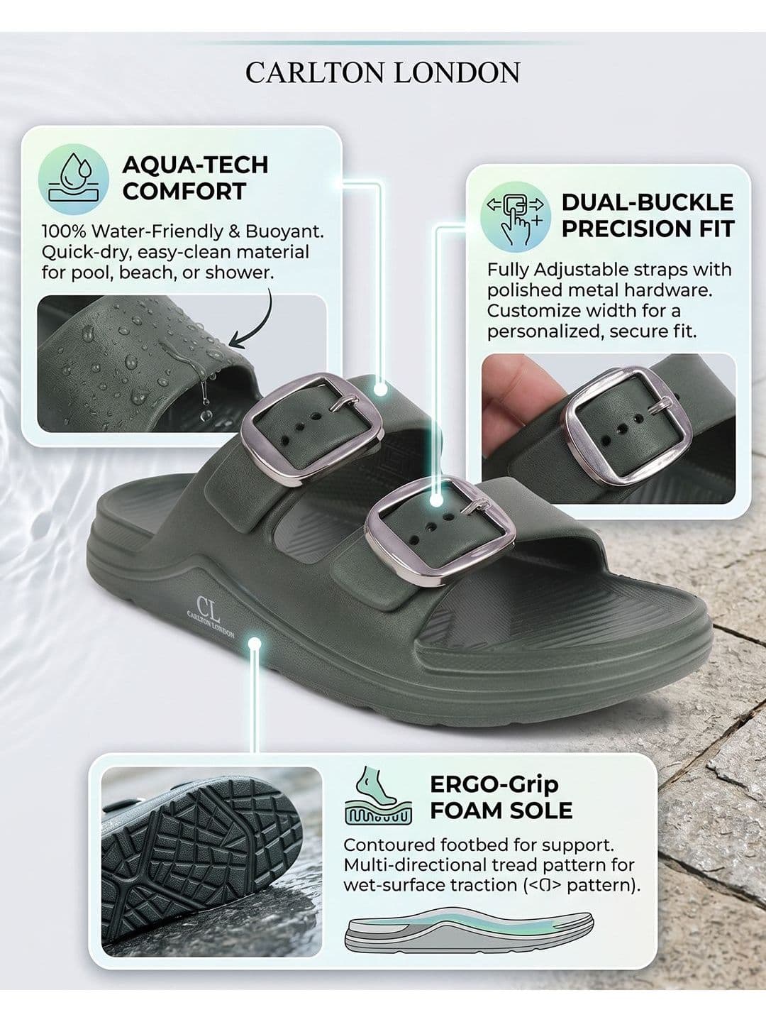 Carlton London Men Solid Regular Sliders thumbnail 5