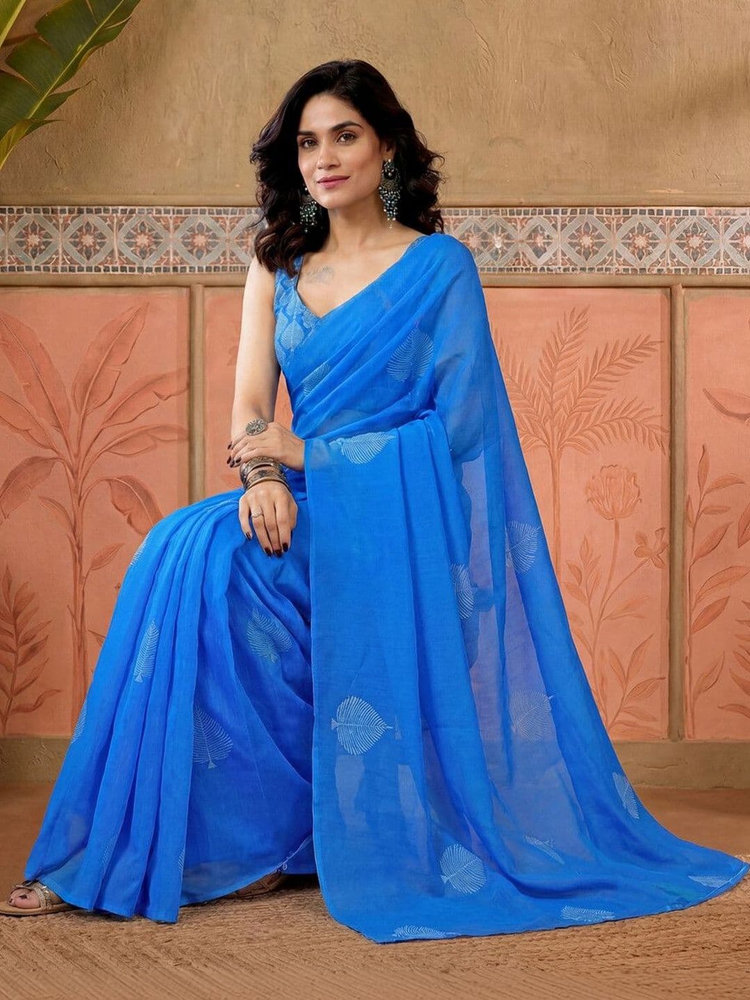 Sangria Printed Chanderi Ready to Wear Saree Blouse Piece thumbnail 7