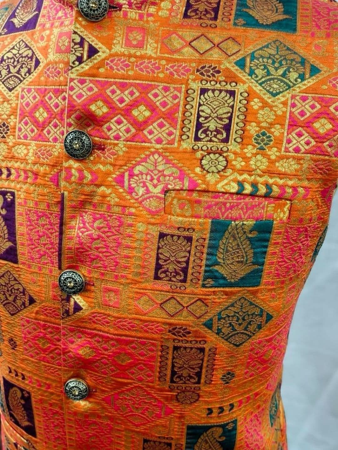 MODERN MUGHALS Woven Design Nehru Jackets thumbnail 2