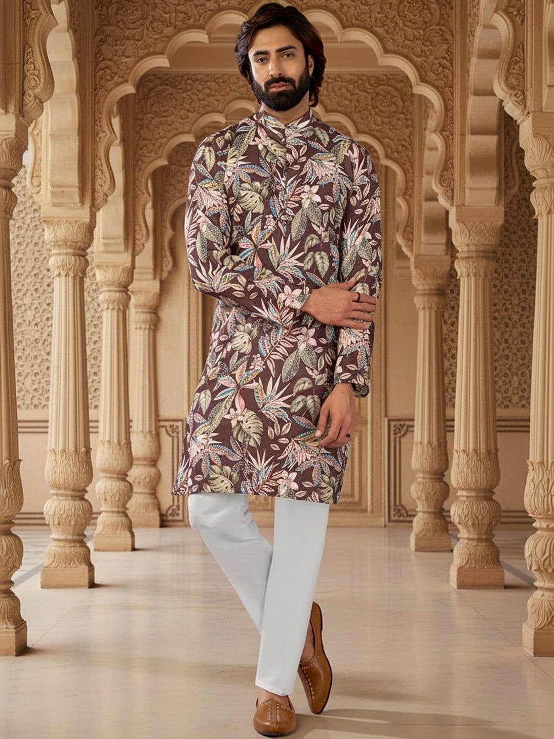 RANGRAAG Men Floral Printed Floral Kurta thumbnail 2
