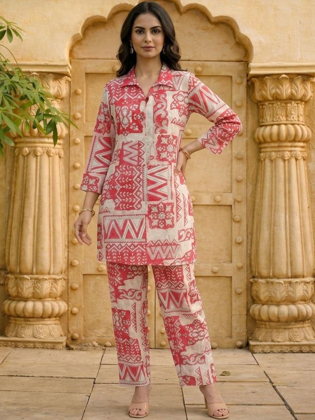 AANVI Bohemian Cotton Printed Shirt with Trousers thumbnail 2