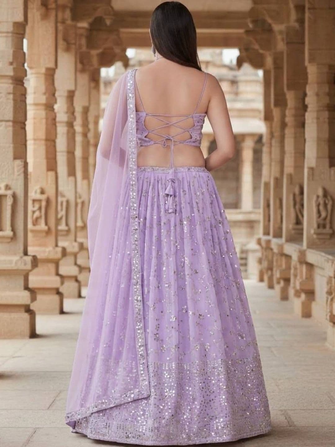 DREAM EXPORTER Women's Lavender Zari Embroidery Work Lehenga Choli thumbnail 2