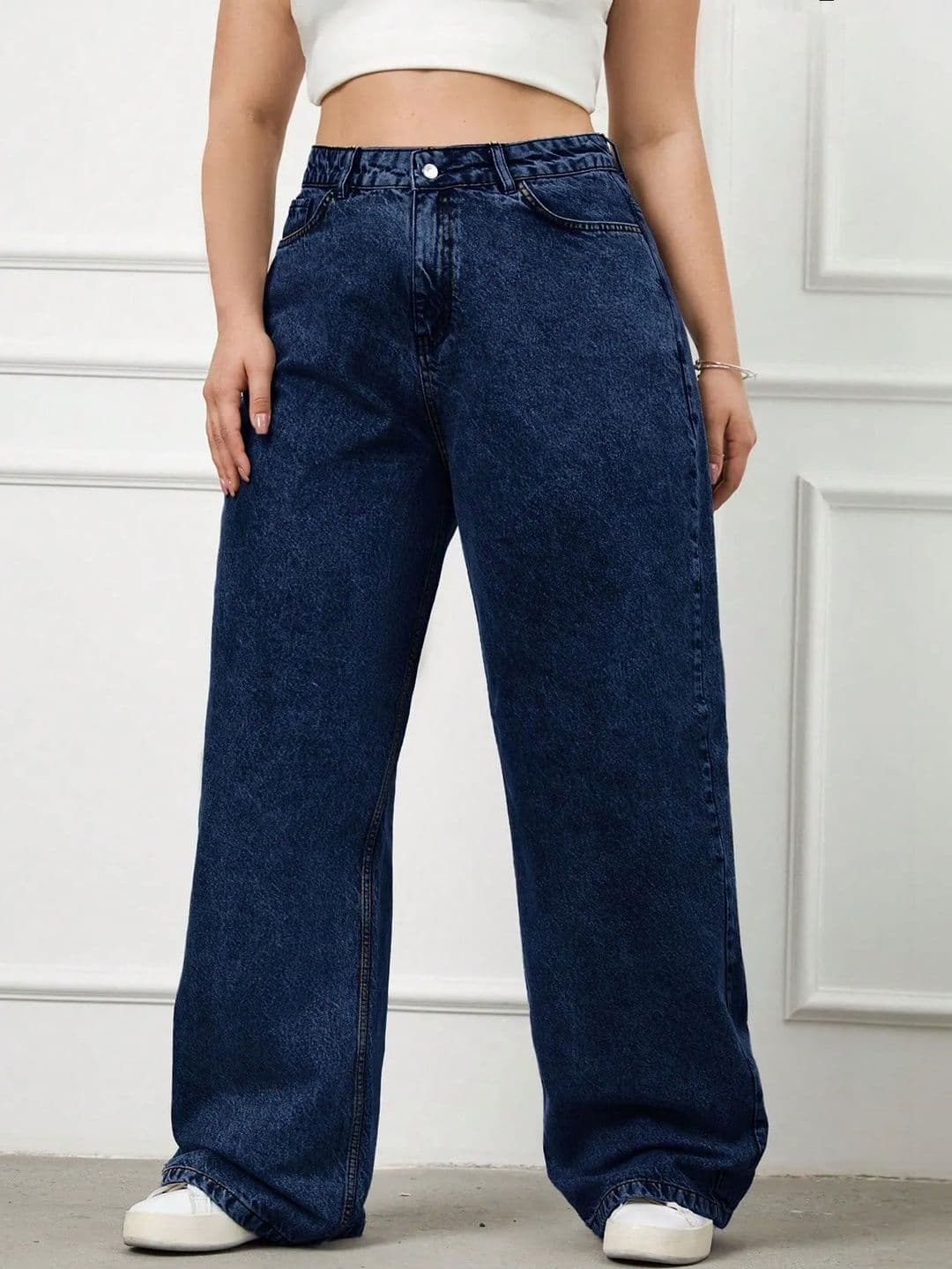A1TUFF Women Comfort Wide Leg High-Rise Light Fade Acid Wash Stretchable Denim Jeans thumbnail 4