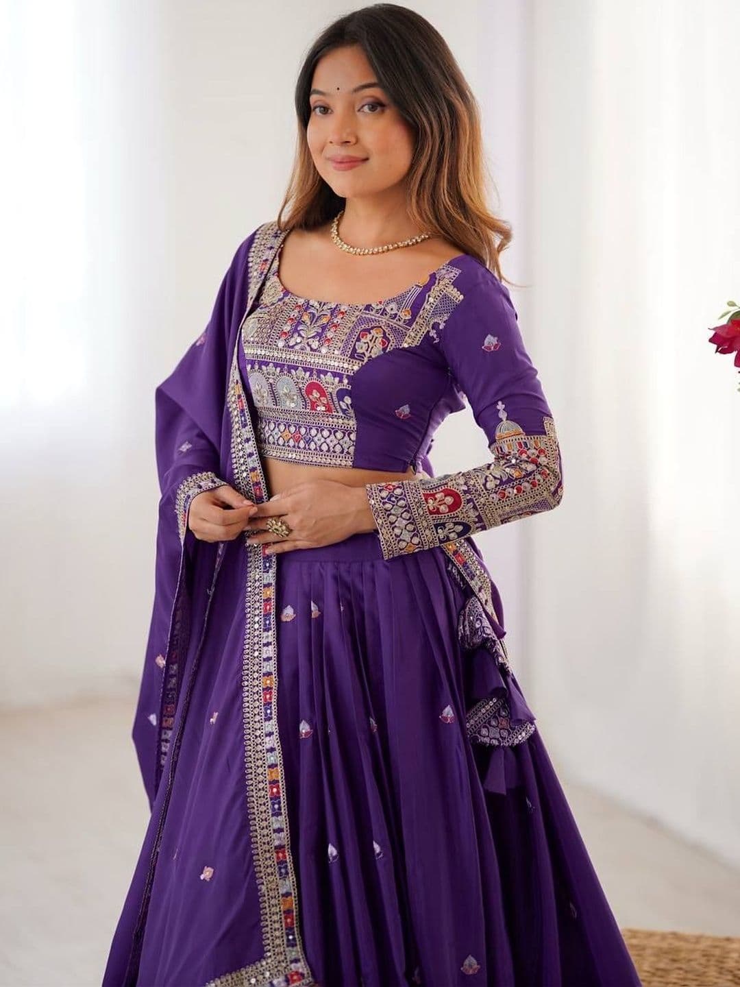 DREAM EXPORTER Embellished Sequence Work Semi-Stitched Lehenga & Blouse With Dupatta thumbnail 2