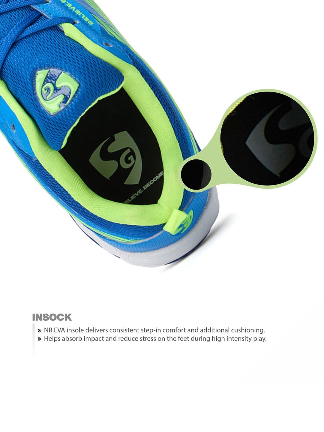 SG Ease Electric Blue-Lime Green All-court shoes best for Badminton & Tennis Shoes thumbnail 2