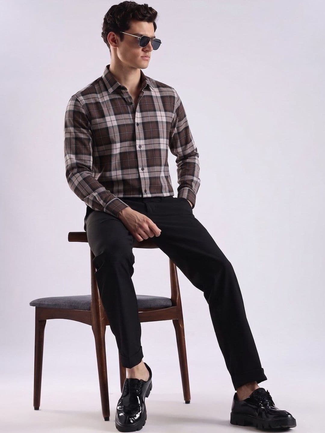 VELKYNOX Men Comfort Slim Fit Tartan Checks Checked Casual Shirt thumbnail 5