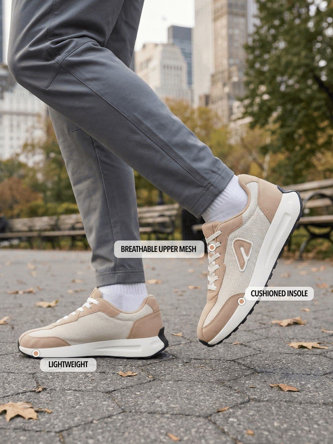 BOLDFIT Men Beige White Trackman Sneakers Shoes thumbnail 5