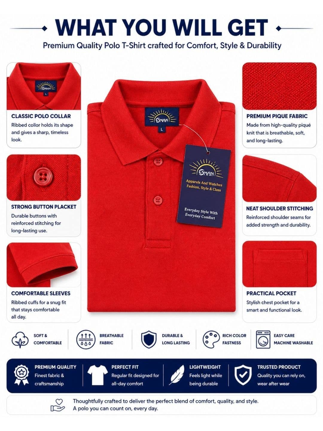 SMAN Men 2 Polo Collar Pockets T-shirt thumbnail 5