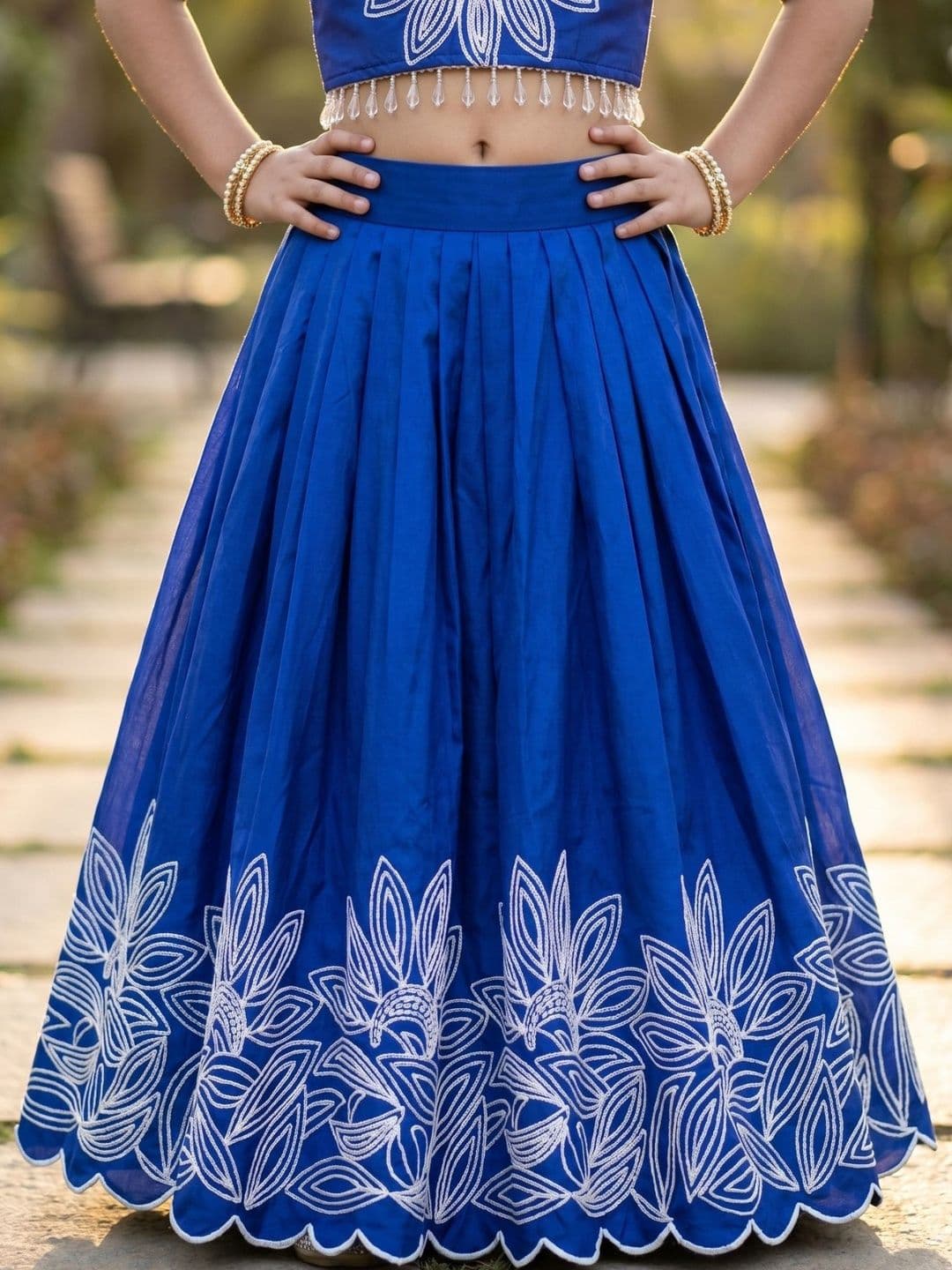 KALINI Girls Embroidered Thread Work Ready to Wear Lehenga & Blouse With Dupatta thumbnail 7