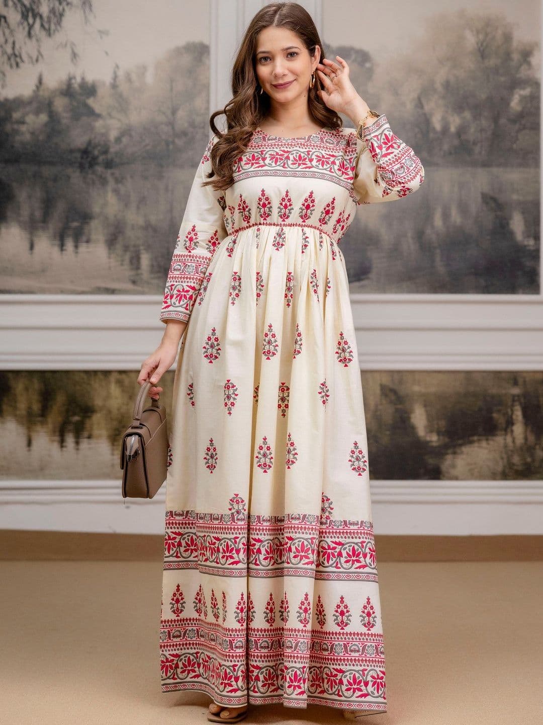 PURSHOTTAM WALA Women Ethnic Motifs Printed Indie Prints Anarkali Kurta - view 1