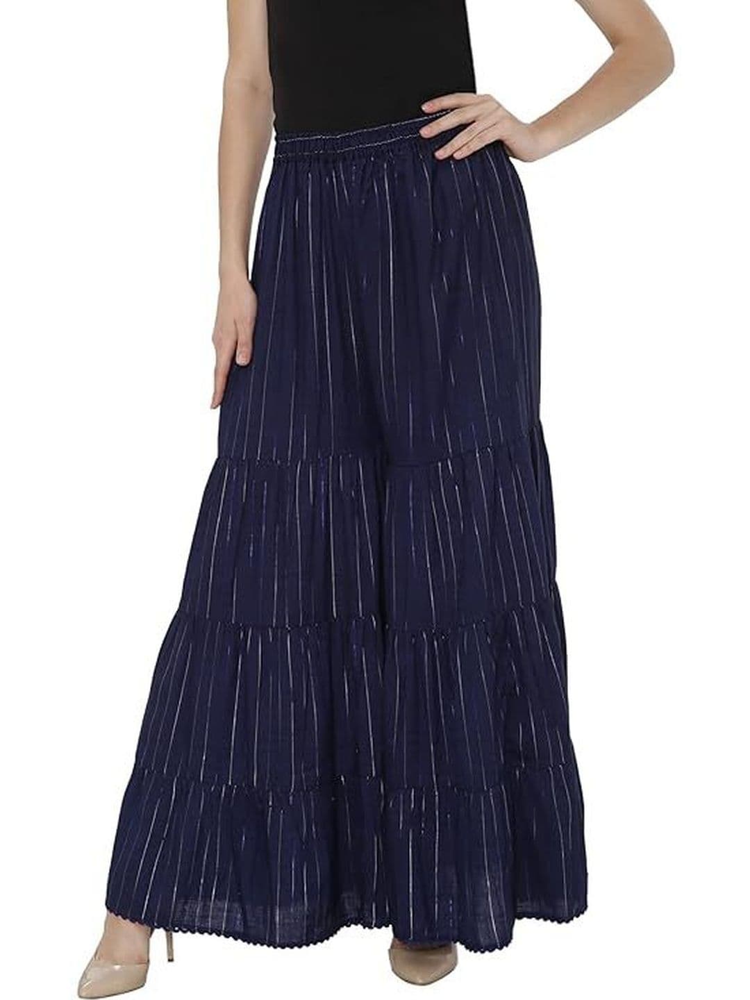 TNQ Women Striped Flared Ethnic Palazzos - view 1