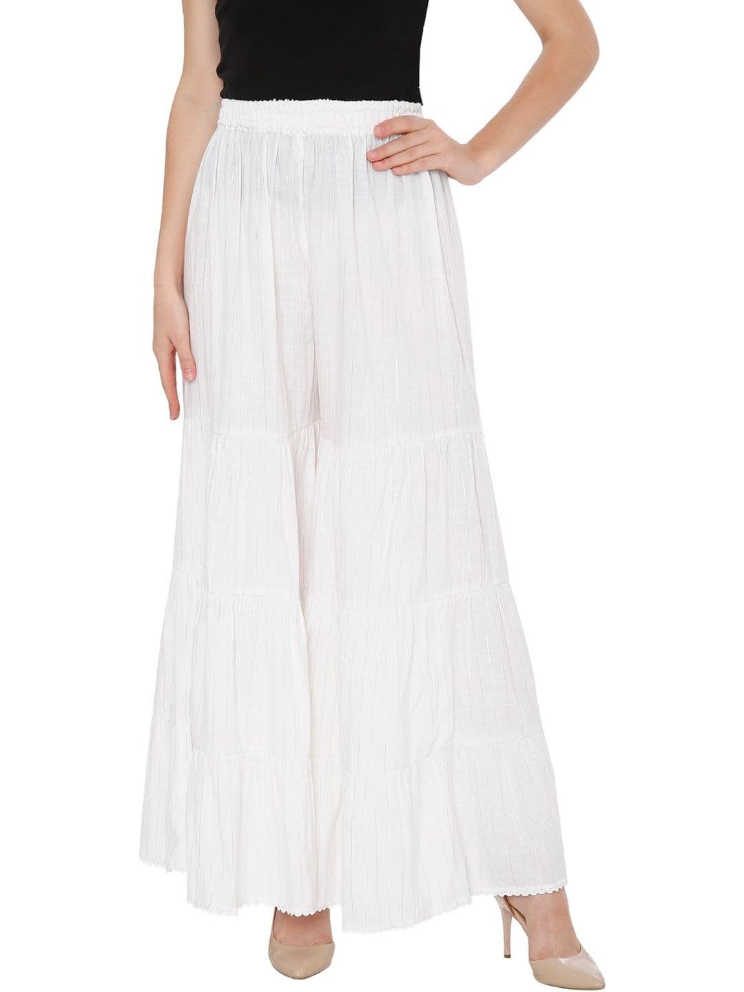 TNQ Women Striped Flared Ethnic Palazzos - view 1