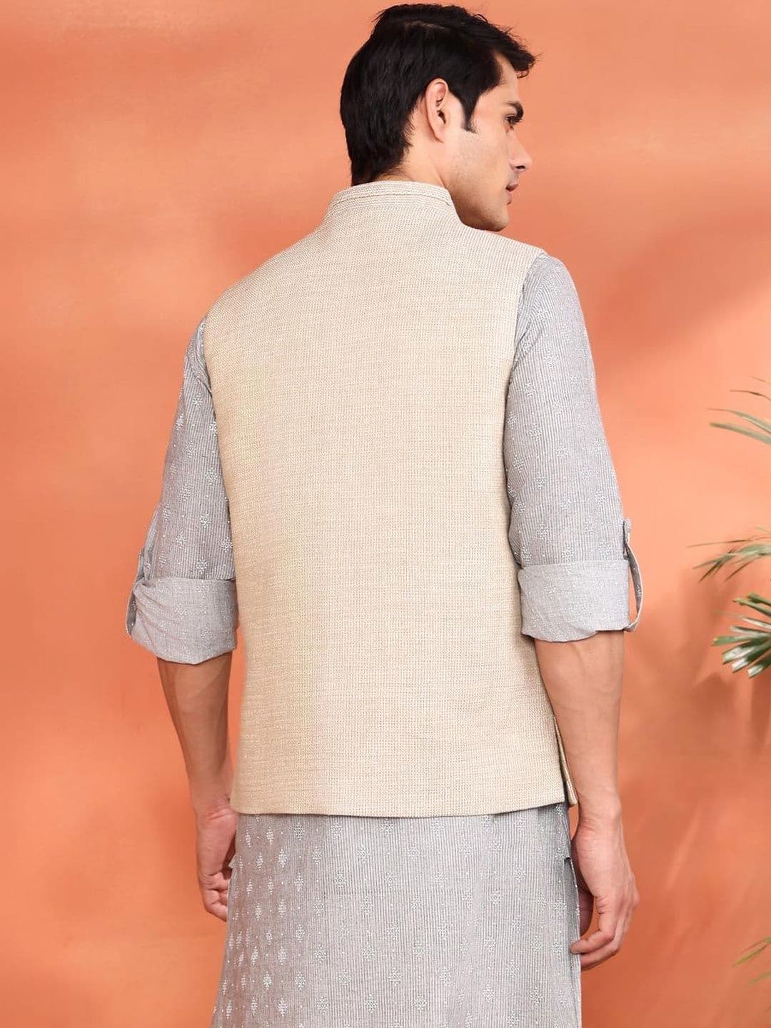 Fabindia Woven Design Pure Cotton Woven Nehru Jackets thumbnail 2
