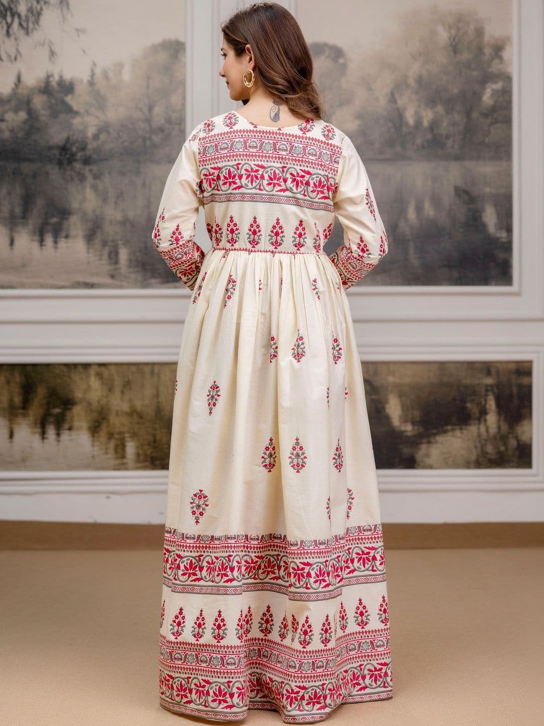 PURSHOTTAM WALA Women Ethnic Motifs Printed Indie Prints Anarkali Kurta thumbnail 4