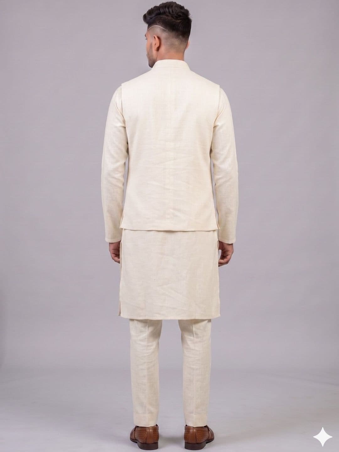 A LOYAL Linen Woven Nehru Jackets thumbnail 3