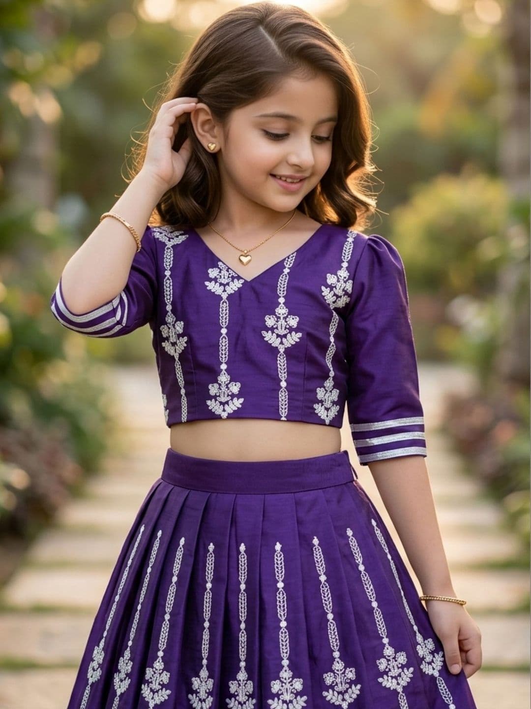 KALINI Girls Embroidered Thread Work Ready to Wear Lehenga & thumbnail 7