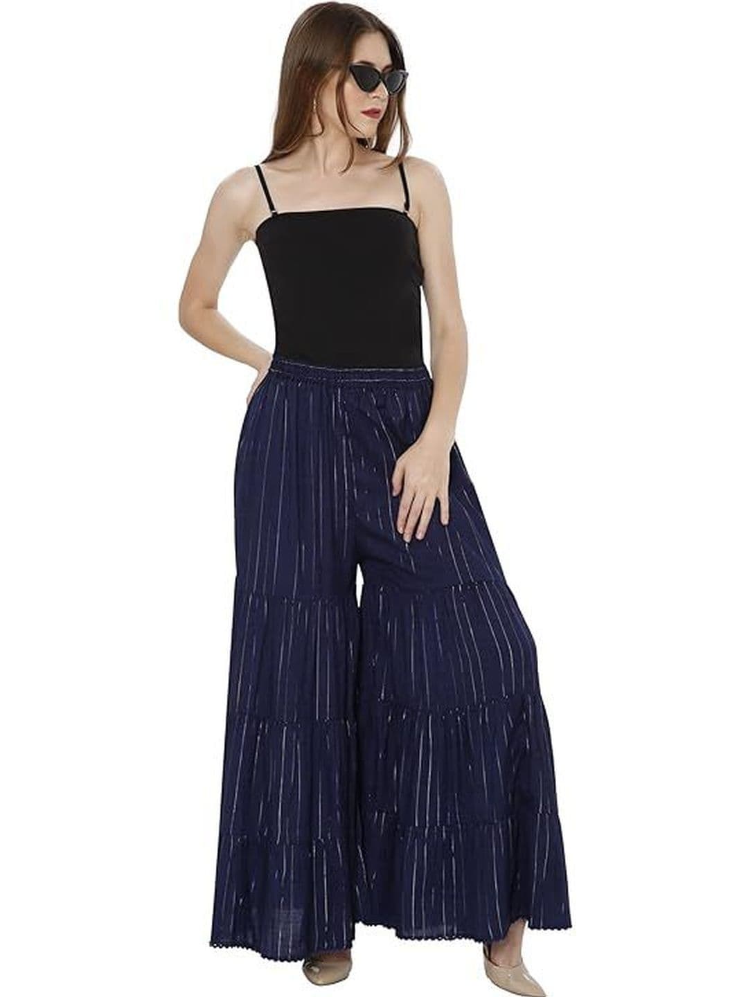 TNQ Women Striped Flared Ethnic Palazzos thumbnail 3