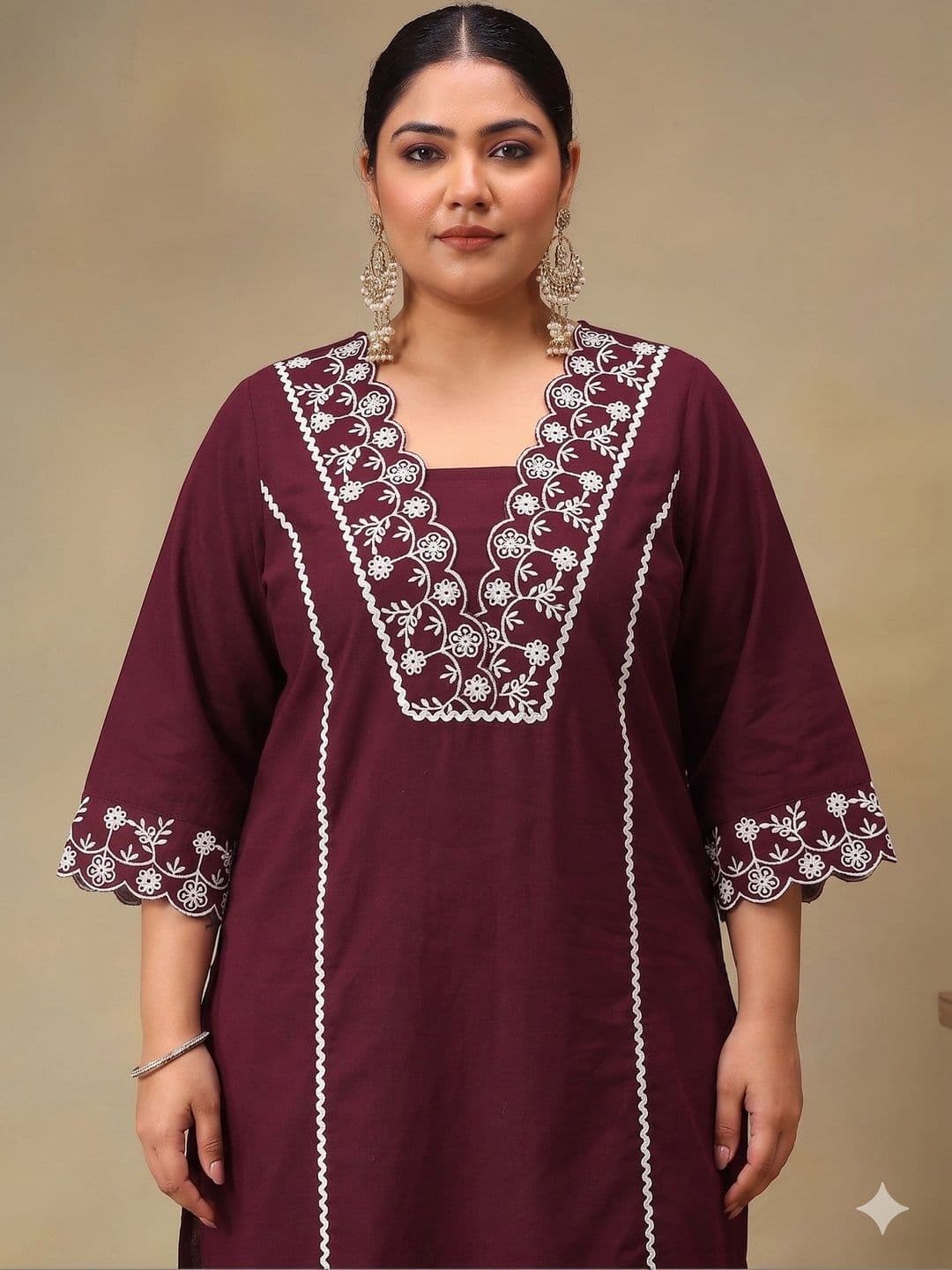 Bani Women Women Ethnic Motifs Embroidered Regular Thread Work Pure Cotton Kurta with Trousers thumbnail 2