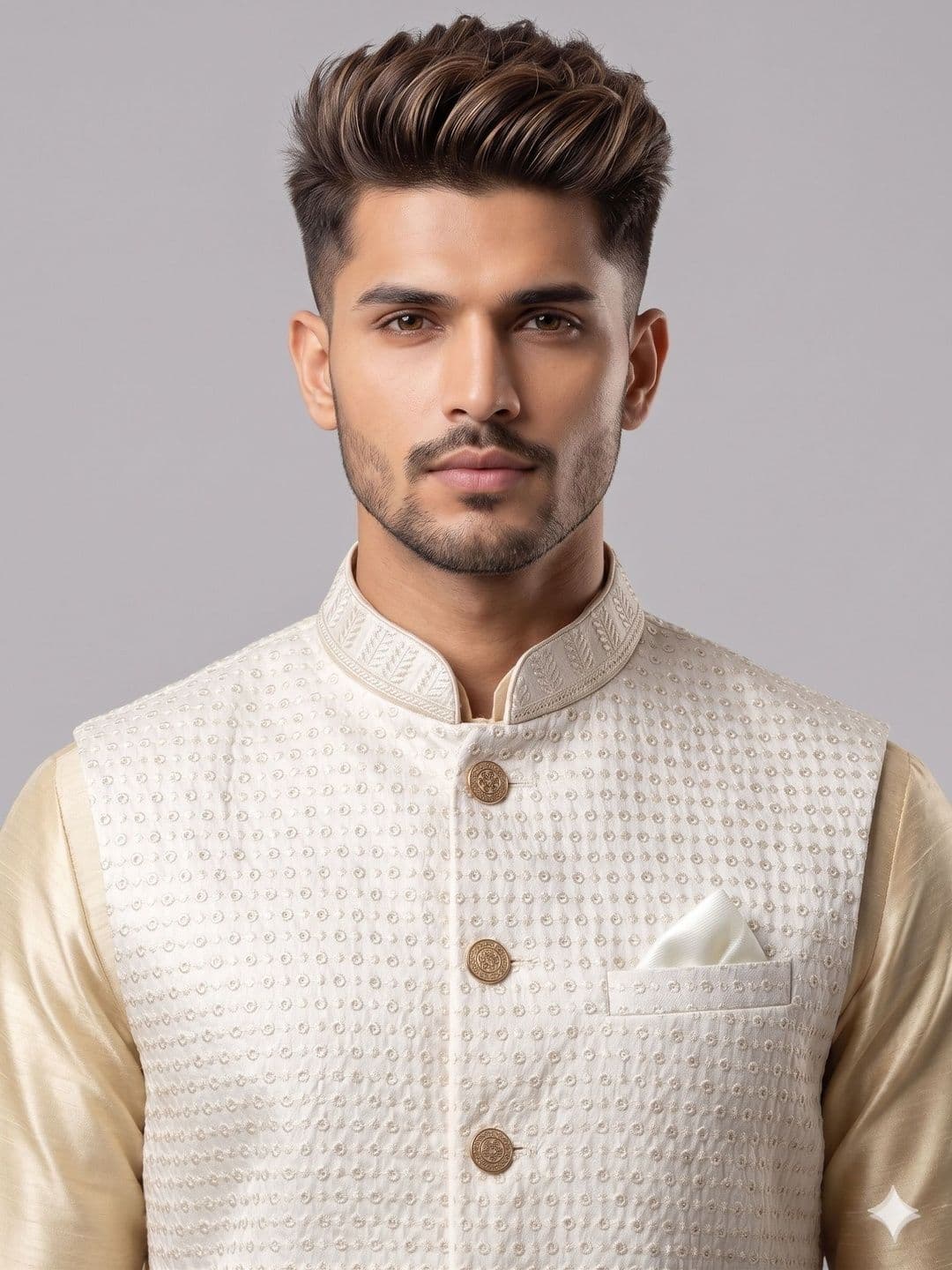 A LOYAL Embroidered Silk Blend Woven Nehru Jackets thumbnail 2