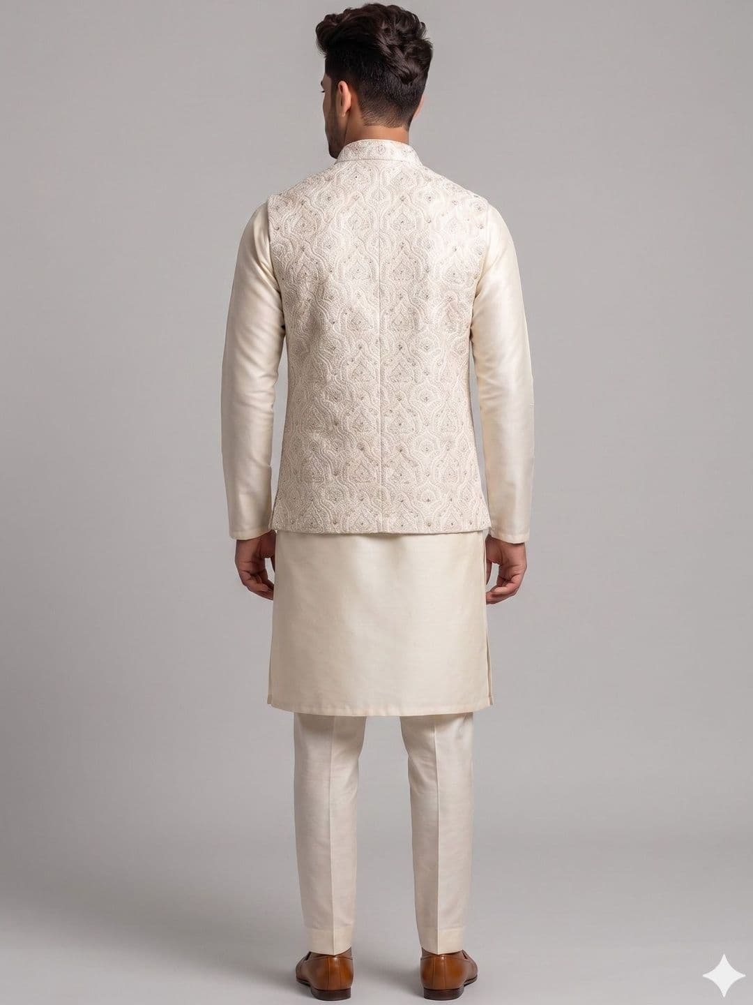 A LOYAL Embroidered Silk Blend Woven Nehru Jackets thumbnail 2