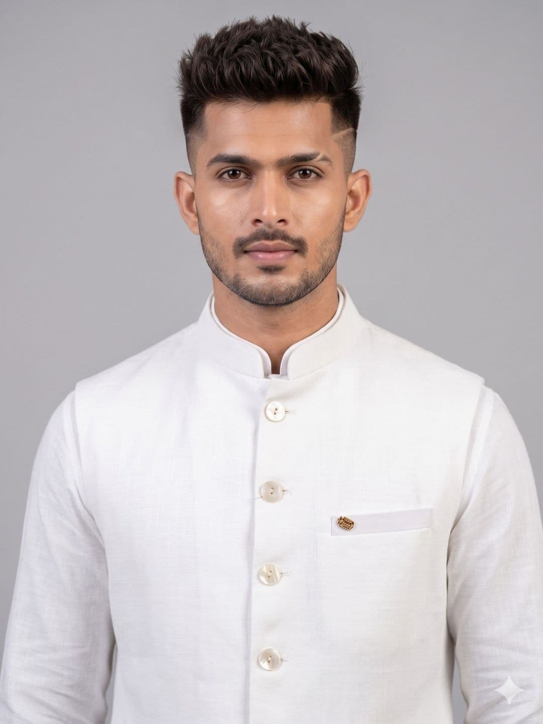 A LOYAL Linen Woven Nehru Jackets thumbnail 4