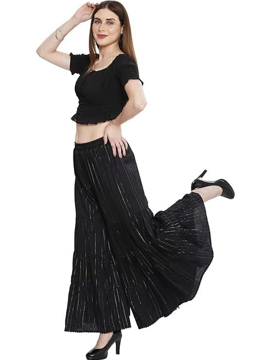 TNQ Women Striped Flared Ethnic Palazzos thumbnail 4