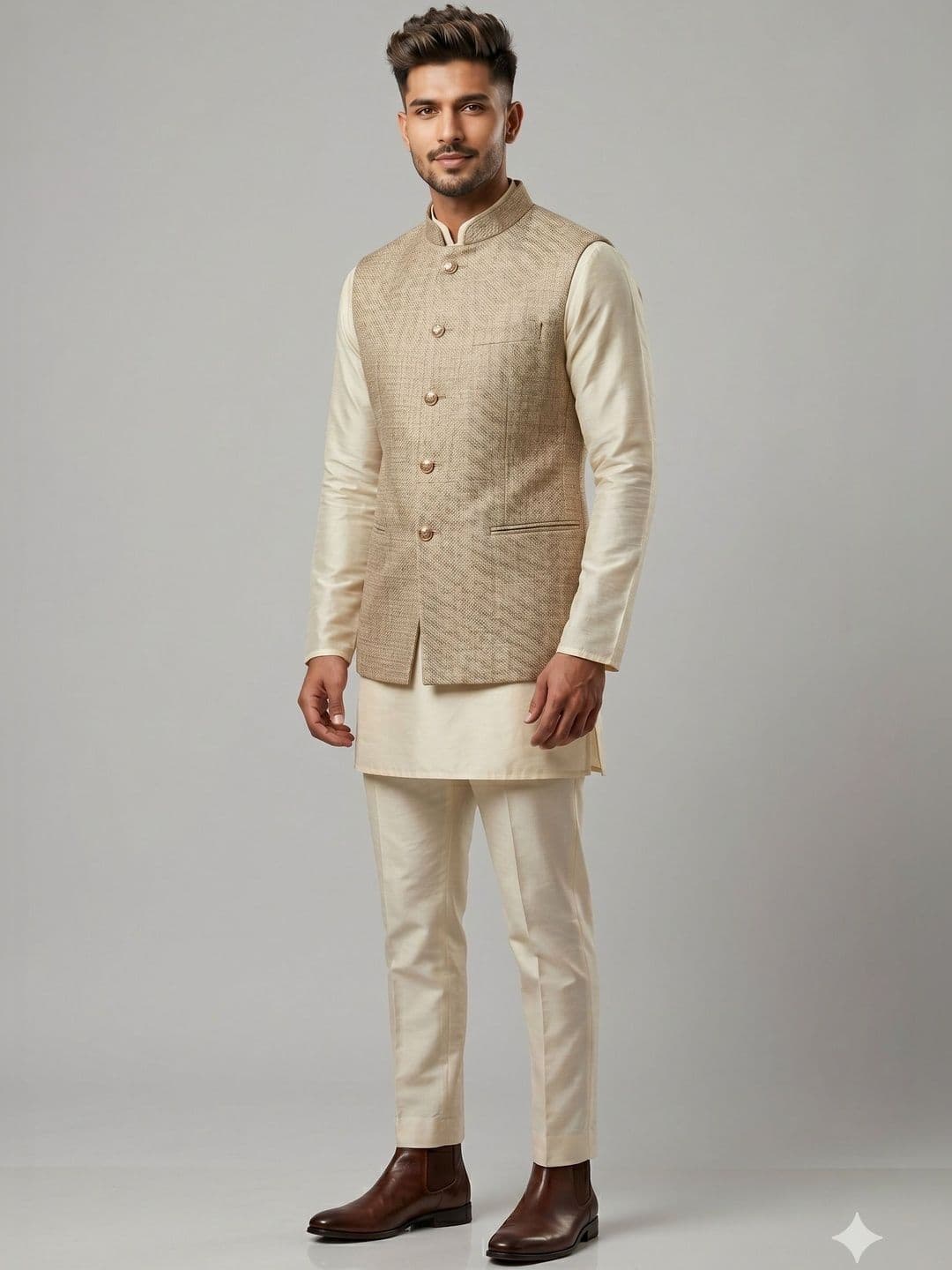A LOYAL Woven Design Woven Nehru Jackets - view 1
